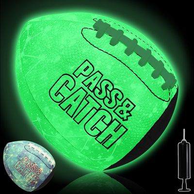 Lemondo Glowing PassCatch Training Football, Kids Junior Peewee Size(Ages 4-9), Fatherless Bounceback Football Training Equipment for Solo Skills(with Pump)