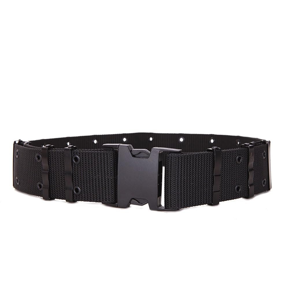 TopHomer Tactical Belt Military Style with Plastic Buckle Quick Release Belt Civilian Style Pant Belt Loops for Men Fixed Band (Black)