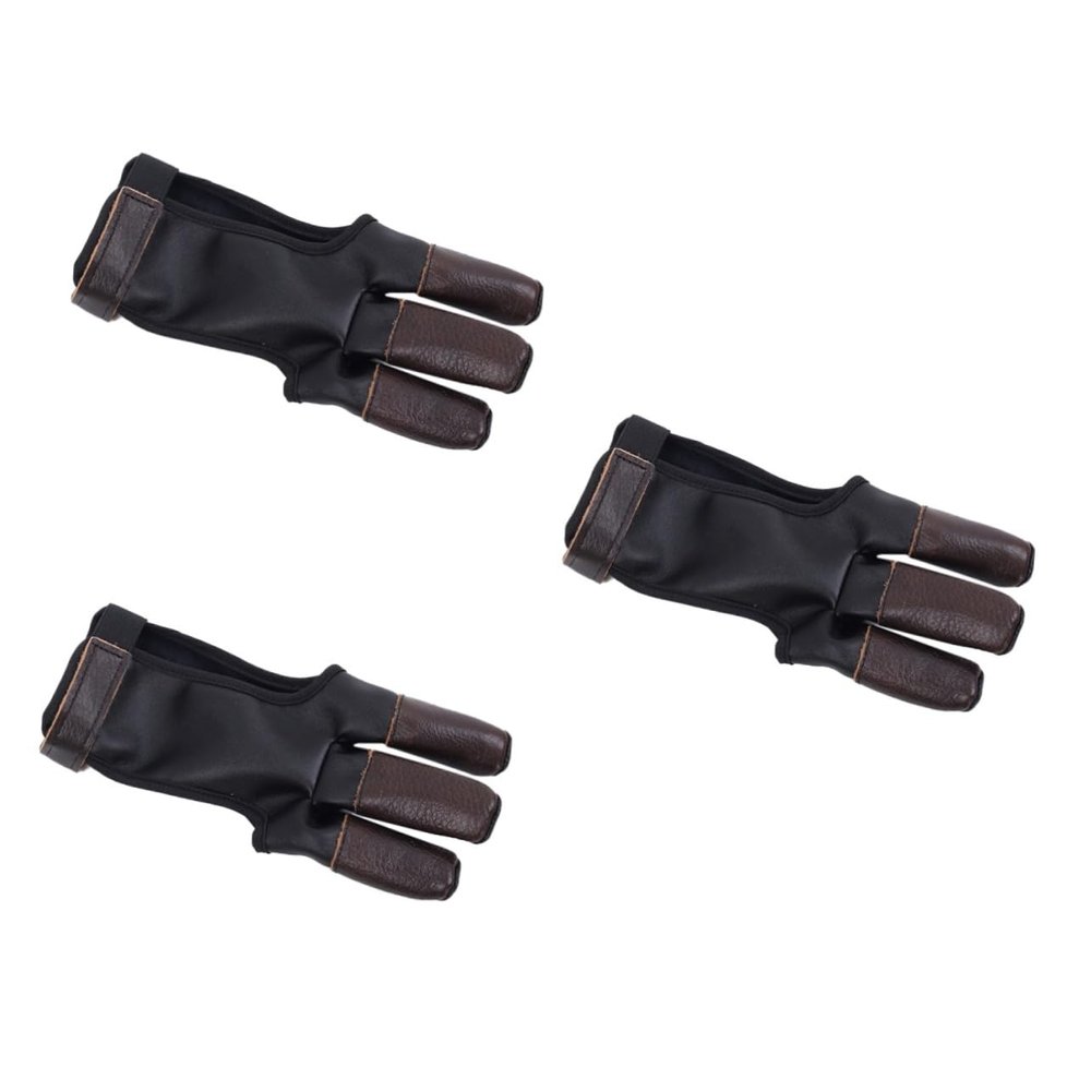 Yardwe 3 Pcs Three Finger Glove Arrow Accessory Protective Cover Sports Protective Glove Made of Pu