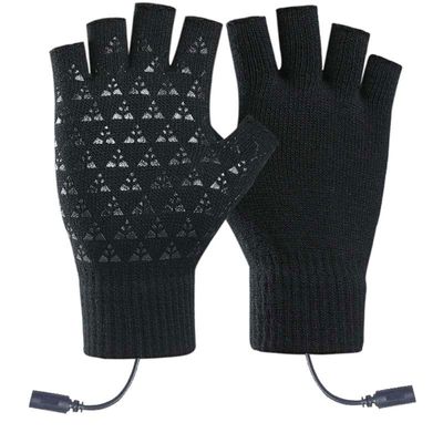 Bestgift Knitted gloves warm can touch screen riding cold heating Black one size