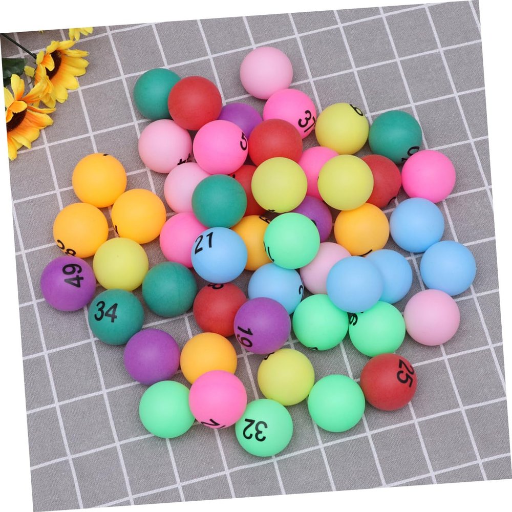BIUDECO Printed Pong Balls 50 Pack 40mm Assorted Numbers for Raffles Celebrations and Game