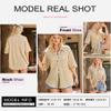 Dokotoo Womens T Shirts 2025 Summer Bell Sleeve Waffle Knit Shacket Jacket Loose Fit Boyfriends Plus Size Tops with Pocket Solid Color Outerwear Oversized Parchment Blouses Tops X-Large view 4