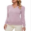 BERESIA Women's Spring Tops 2025 Fashion V Neck Long Sleeve Knit Tops Casual Pullover Sweater, Purple, XL view 2