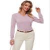 BERESIA Women's Spring Tops 2025 Fashion V Neck Long Sleeve Knit Tops Casual Pullover Sweater, Purple, XL view 3