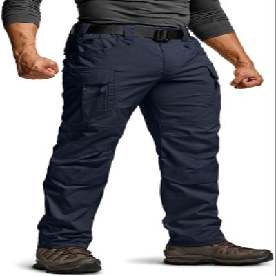 CQR Men's Flex Stretch Tactical Pants, Water Resistant Ripstop Cargo Pants, Lightweight EDC Outdoor Work Hiking Pants, Intense Operator Navy, 34W x 34L