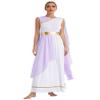 JEYPINMI Women's Greek Costume Roman Queen Princess Ancient Toga Gown Fancy Dress Up Lavender X-Large view 1