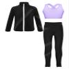 Jhaoyu Kids Girls Skating Training Costume Sparkle Figure Skating Jacket Crop Tops with Leggings Sports Activewear Lavender 8 Years view 1