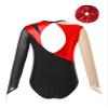 easyforever Kids Girls Gymnastics Leotard Shiny Rhinestone Mesh Long Sleeve Ballet Dance Bodysuit with Hair Band Set Red 6 Years view 2