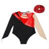 easyforever Kids Girls Gymnastics Leotard Shiny Rhinestone Mesh Long Sleeve Ballet Dance Bodysuit with Hair Band Set Red 6 Years view 4