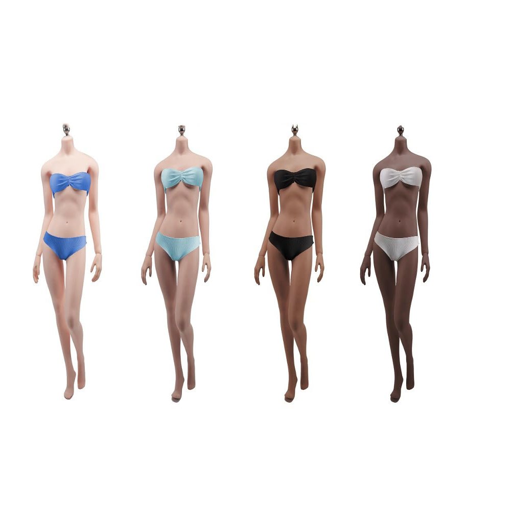 1/6 Scale Female Body,12inch Female Super Flexible Medium Bust Seamless Action Figure Body Collection (S01B Brown Skin)