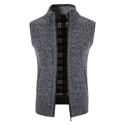 Maiyifu-GJ Men's Stand Collar Zipped Knit Vest Sweater Sleeveless Slim Fit Pullover Sweaters Warm Comfort Knit Vest (Dark Grey,Medium)