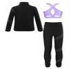 winying Kids Girls Rhinestones Figure Skating Jacket Sport Tracksuit Set with Leggings Crop Tops Training Wear Lavender 10 Years view 2