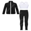 Jhaoyu Kids Girls Skating Training Costume Sparkle Figure Skating Jacket Crop Tops with Leggings Sports Activewear White 8 Years view 1