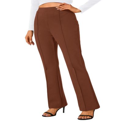 Urban CoCo Women's Stretchy Yoga Dress Pants Bootcut Work Slacks Petite Slacks for Office Casual (Coffee, M)