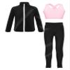 Jhaoyu Kids Girls Skating Training Costume Sparkle Figure Skating Jacket Crop Tops with Leggings Sports Activewear Pink 14 Years view 1