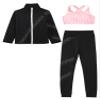 Jhaoyu Kids Girls Skating Training Costume Sparkle Figure Skating Jacket Crop Tops with Leggings Sports Activewear Pink 14 Years view 3