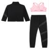 Jhaoyu Kids Girls Skating Training Costume Sparkle Figure Skating Jacket Crop Tops with Leggings Sports Activewear Pink 14 Years view 4