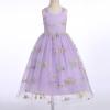 Flower Girl Embroidery Dress Sleeveless Spaghetti Straps Floral Embroidered Tulle Dress Girls Birthday Pageant Party Wedding Bridesmaid Princess Formal Gown Lilac 3-4 Years view 2