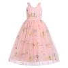 Flower Girl Embroidery Dress Sleeveless Spaghetti Straps Floral Embroidered Tulle Dress Girls Birthday Pageant Party Wedding Bridesmaid Princess Formal Gown Pink 3-4 Years view 1