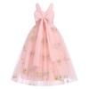 Flower Girl Embroidery Dress Sleeveless Spaghetti Straps Floral Embroidered Tulle Dress Girls Birthday Pageant Party Wedding Bridesmaid Princess Formal Gown Pink 3-4 Years view 3