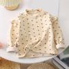 EnJoCho Girls Cute Blouse Baby Girls Polka Dot Flower Pattern Plus Fleece Thickened Top Party Wear Outside 1 To 9 Years Beige, 3-4T view 2