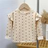 EnJoCho Girls Cute Blouse Baby Girls Polka Dot Flower Pattern Plus Fleece Thickened Top Party Wear Outside 1 To 9 Years Beige, 3-4T view 3