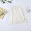 Chidren Comfy Blouse 4 to 7 Years School Girls Boys V Neck Solid Color Warm Sweater Cardigan Long Sleeve Knit White view 3