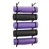 IxapA Wall Mount 6 Tier Yoga Mat Rack Holder, Heavy Duty Steel Yoga Mat Holder Organizer, Foam Rollers Yoga Strap Display Stand, Home/Gym/Workout Room (Color : White) (Black) view 1