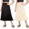 Girstunm 2 Pcs Women's Half Slips for Under Dresses Satin Skirt Extenders Anti-Static Petticoat Cosplay Underskirt 27'' Black & Champagne Medium view 1