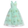 Flower Girl Embroidery Dress Sleeveless Spaghetti Straps Floral Embroidered Tulle Dress Girls Birthday Pageant Party Wedding Bridesmaid Princess Formal Gown Green 2-3 Years view 1