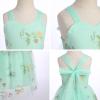Flower Girl Embroidery Dress Sleeveless Spaghetti Straps Floral Embroidered Tulle Dress Girls Birthday Pageant Party Wedding Bridesmaid Princess Formal Gown Green 2-3 Years view 2