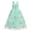 Flower Girl Embroidery Dress Sleeveless Spaghetti Straps Floral Embroidered Tulle Dress Girls Birthday Pageant Party Wedding Bridesmaid Princess Formal Gown Green 2-3 Years view 3