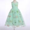 Flower Girl Embroidery Dress Sleeveless Spaghetti Straps Floral Embroidered Tulle Dress Girls Birthday Pageant Party Wedding Bridesmaid Princess Formal Gown Green 2-3 Years view 4