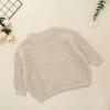 0 to 5YCute T Shirt Little Girls Solid Knit Sweater Infant Boy Cotton Long Sleeve Pullover Tops Fall Spring Coffee view 3