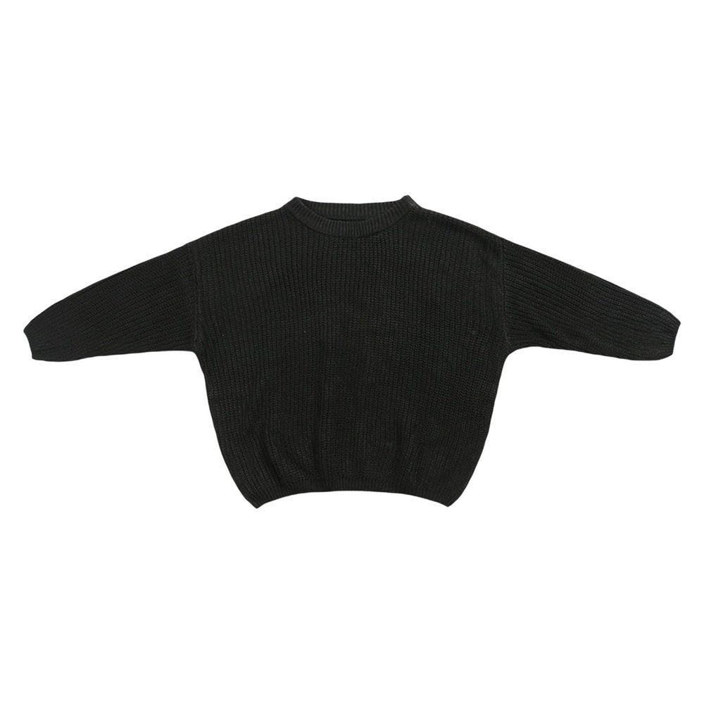 0 to 5YCute T Shirt Little Girls Solid Knit Sweater Infant Boy Cotton Long Sleeve Pullover Tops Fall Spring Black