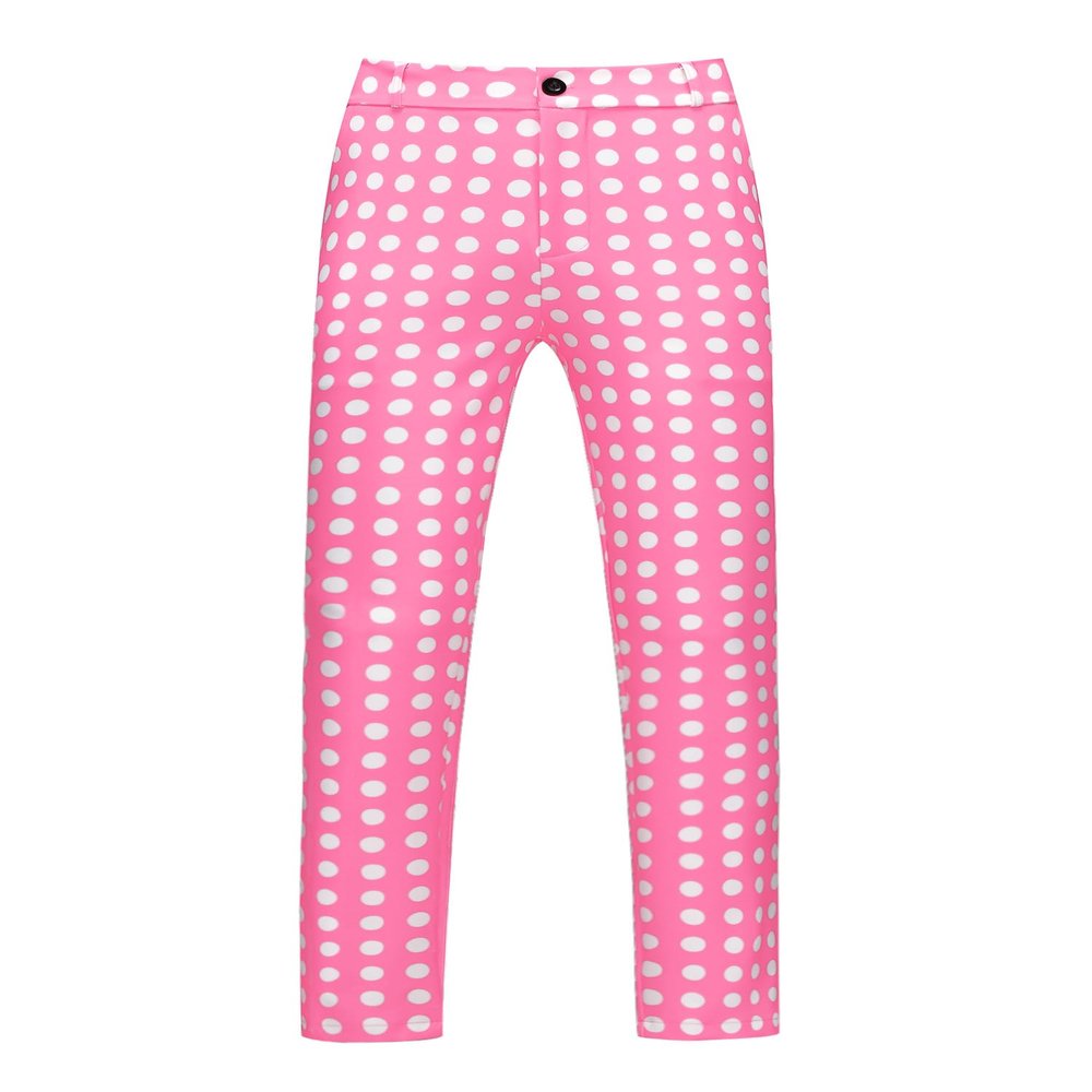 Lars Amadeus Polka Dots Golf Pants for Men's Big and Tall Printed Work Office Trouser 34 Pink