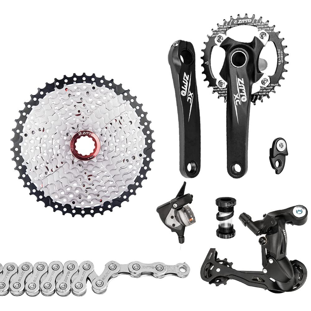 Bicycle Transmission kit,YIWENG 1x10 Speed MTB Derailleurs Shifter Groupset Bike Crankset 11-50T Cassette Flywheel 10 Speed Chain for MTB Mountain Bike