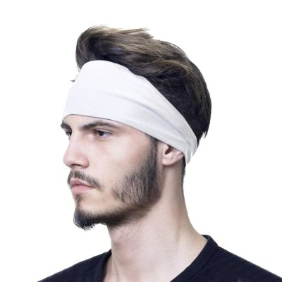 Men and Women Workout Headbands Non Slip Yoga Running Gym Sports Head Bands Stretch Sweat Band (White, One Size)