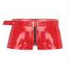 QinCiao Men's Latex Shorts Wetlook Zipper Pouch Boxer Briefs Adjustable Waistband Short Hot Pants Red 3X-Large view 1