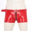 QinCiao Men's Latex Shorts Wetlook Zipper Pouch Boxer Briefs Adjustable Waistband Short Hot Pants Red 3X-Large view 3