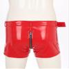 QinCiao Men's Latex Shorts Wetlook Zipper Pouch Boxer Briefs Adjustable Waistband Short Hot Pants Red 3X-Large view 4