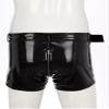 Zaldita Men's Faux Leather Shorts Glossy Boxer Briefs Zipper Pouch Hot Pants Party Dance Costume Black 3X-Large view 4