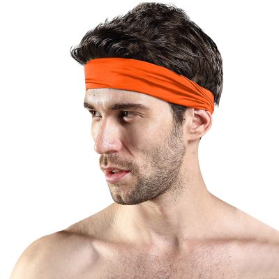 Sports Headbands Sweatbands for Men Women Sport Headband Elastic Hairband for Fitness Yoga Workout Running (Orange, One Size)