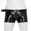 Freebily Men's Wet Look Latex PVC Leather Shorts Zipper Crotch Boxer Brief Clubwear Hot Pants Black Medium view 4