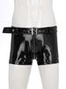Freebily Men's Wet Look Latex PVC Leather Shorts Zipper Crotch Boxer Brief Clubwear Hot Pants Black Large view 4