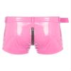 Freebily Men's Wet Look Latex PVC Leather Shorts Zipper Crotch Boxer Brief Clubwear Hot Pants Pink 3X-Large view 2