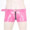 Freebily Men's Wet Look Latex PVC Leather Shorts Zipper Crotch Boxer Brief Clubwear Hot Pants Pink 3X-Large view 3