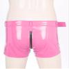 Freebily Men's Wet Look Latex PVC Leather Shorts Zipper Crotch Boxer Brief Clubwear Hot Pants Pink 3X-Large view 4
