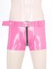 Freebily Men's Wet Look Latex PVC Leather Shorts Zipper Crotch Boxer Brief Clubwear Hot Pants Pink Large view 3