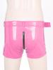 Freebily Men's Wet Look Latex PVC Leather Shorts Zipper Crotch Boxer Brief Clubwear Hot Pants Pink Large view 4